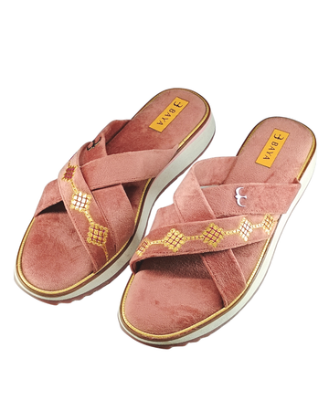 Cross Strips Slippers ( Pink )