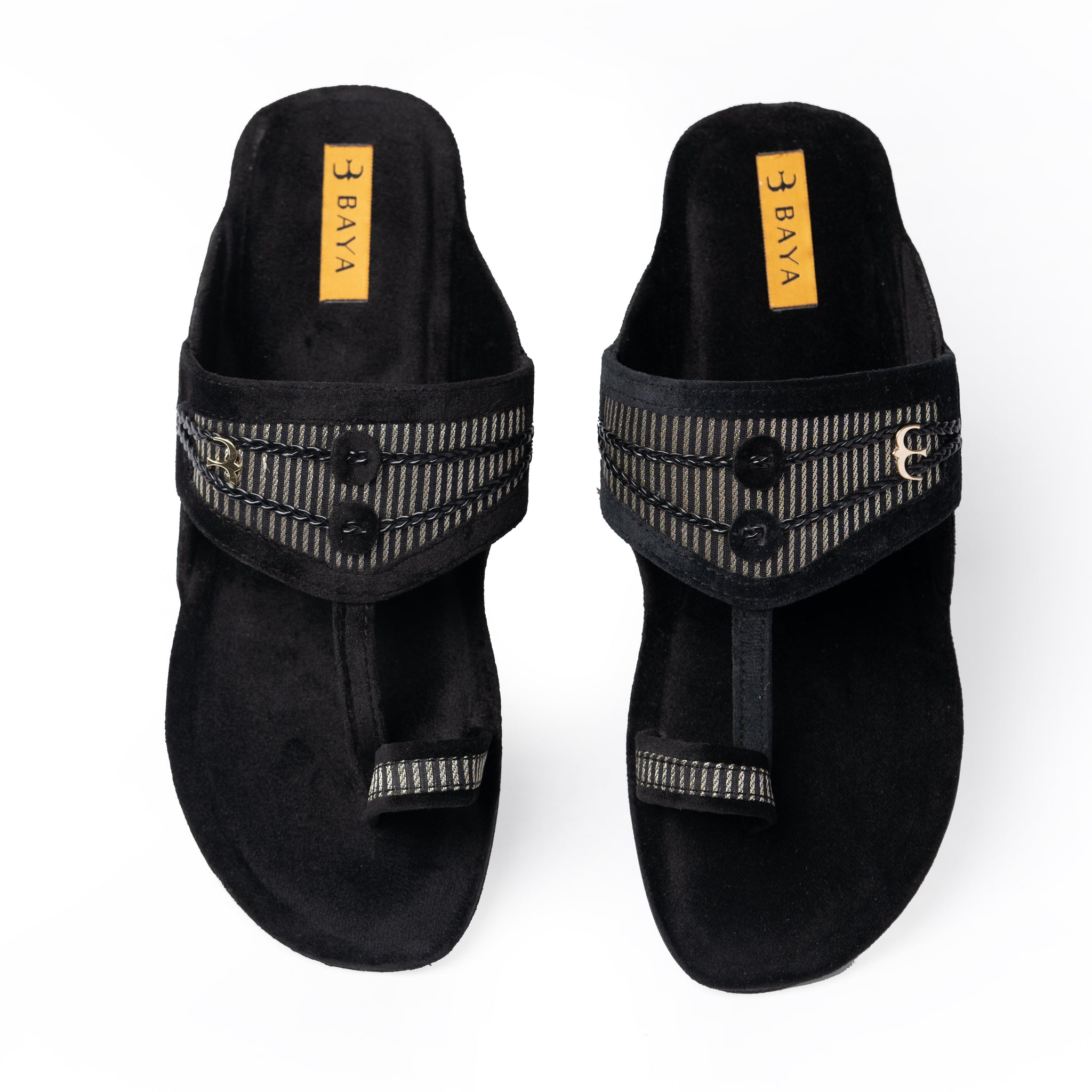 Black Kolhapuri With Two Buttons