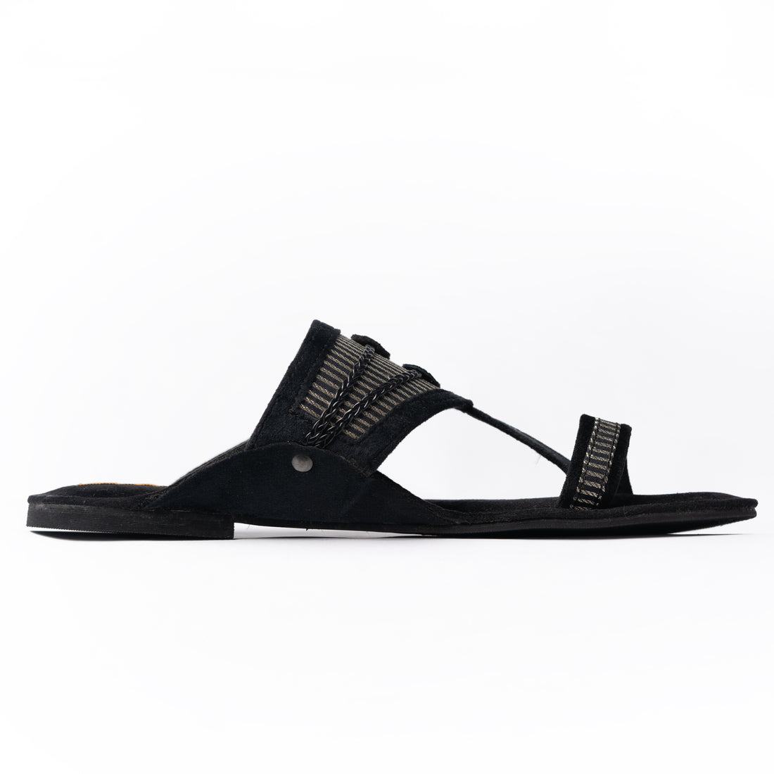 Black Kolhapuri With Two Buttons